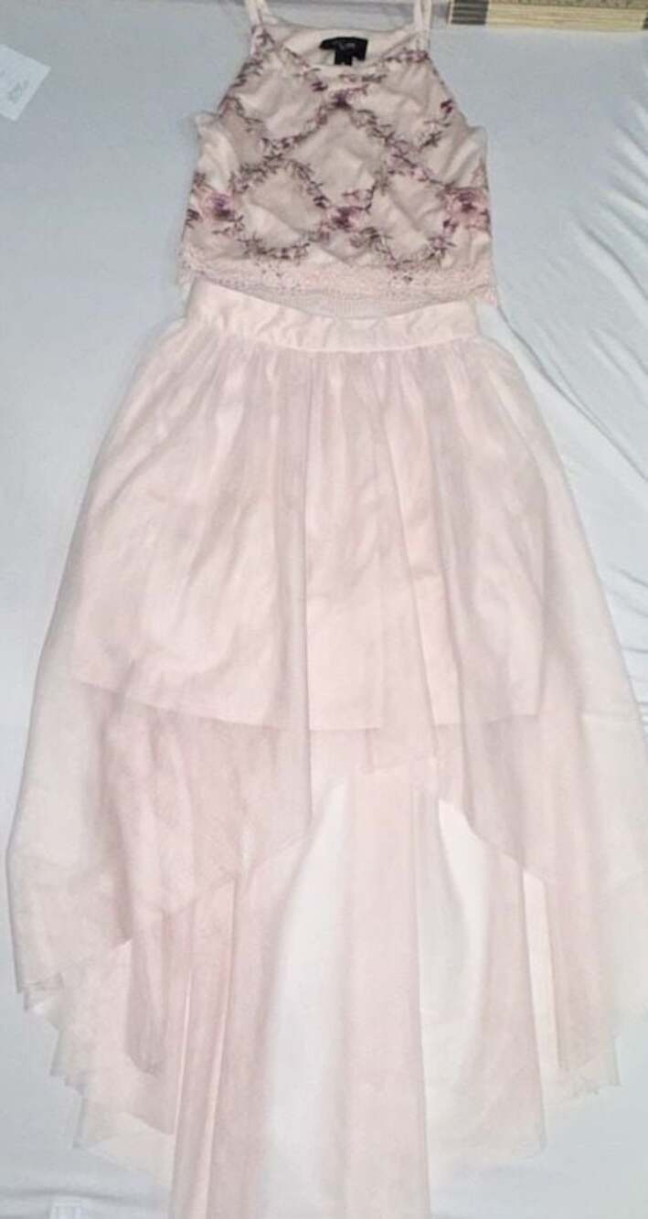 835 i.n. girl Girls Floral Embroidered Two-Piece High-Low Dress Set